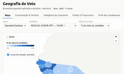 Captura de tela do projeto Geografia do Voto — Amostra Pública